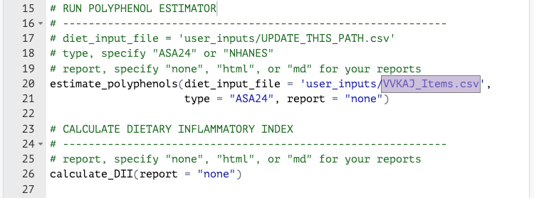 Screenshot of where to update file path.